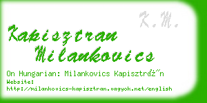 kapisztran milankovics business card